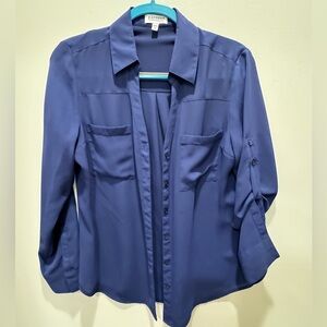 Navy slim fit portofino shirt from express 
Size medium